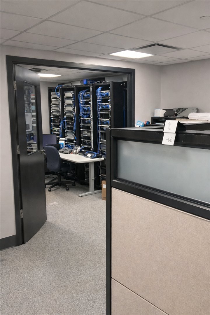 Kantech access control Ottawa server room installation — structured cabling and network equipment