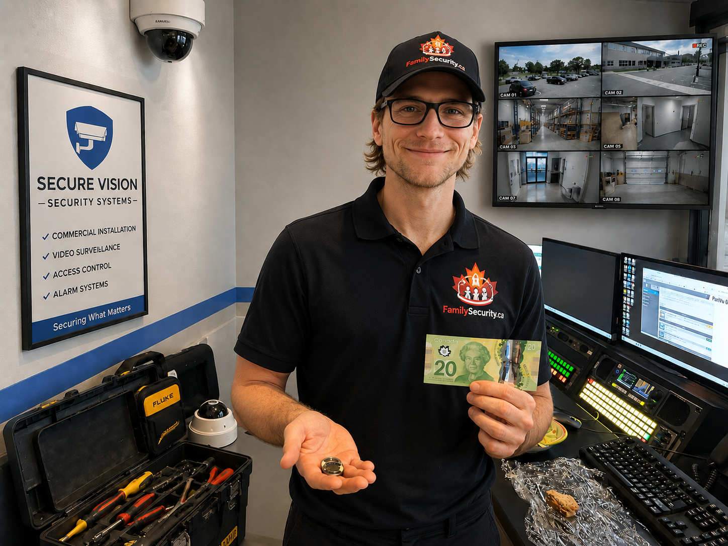 Security Systems Ottawa technician installing commercial security equipment