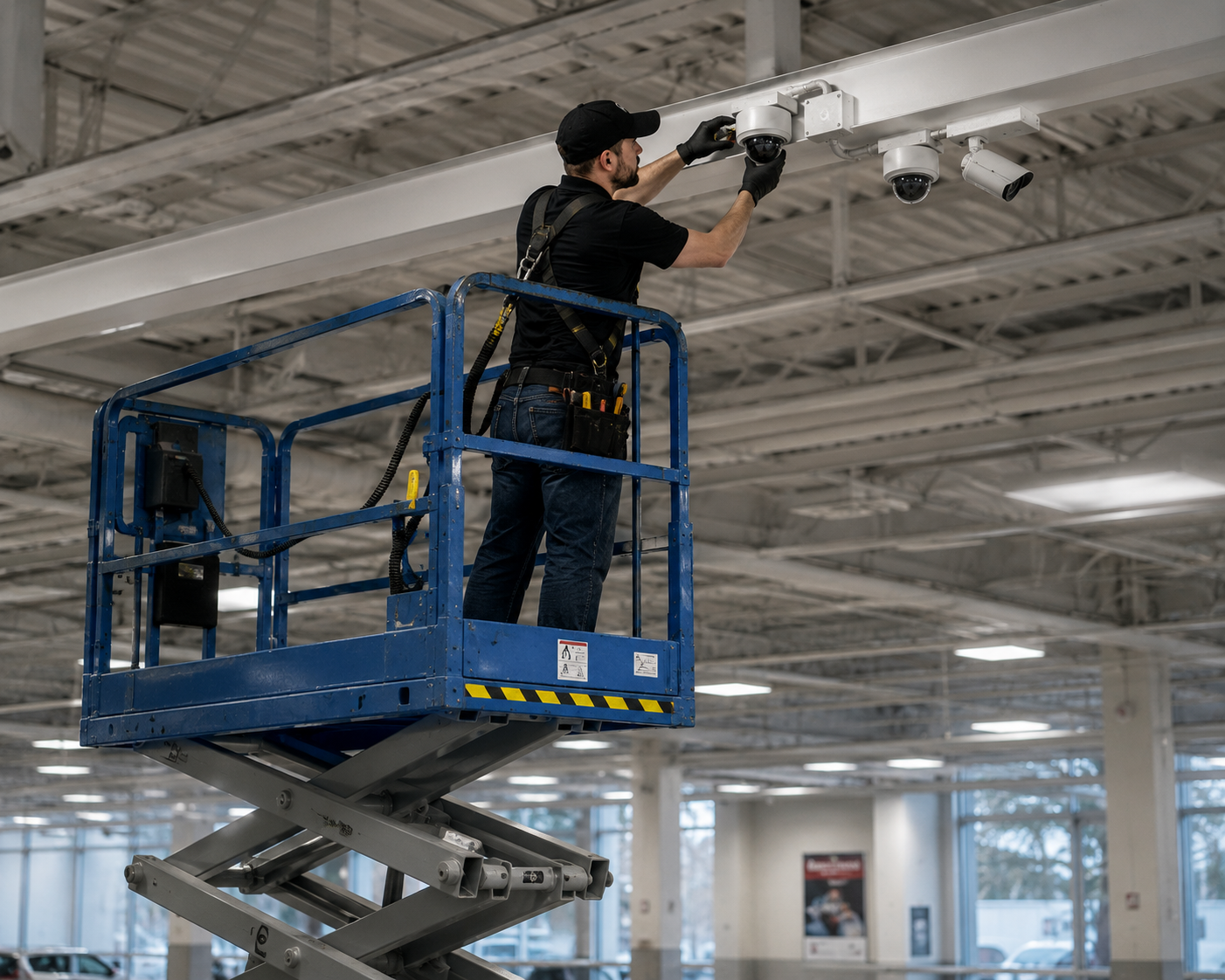 CCTV systems Ottawa — NVR and PTZ camera equipment installed in a telecom cabinet