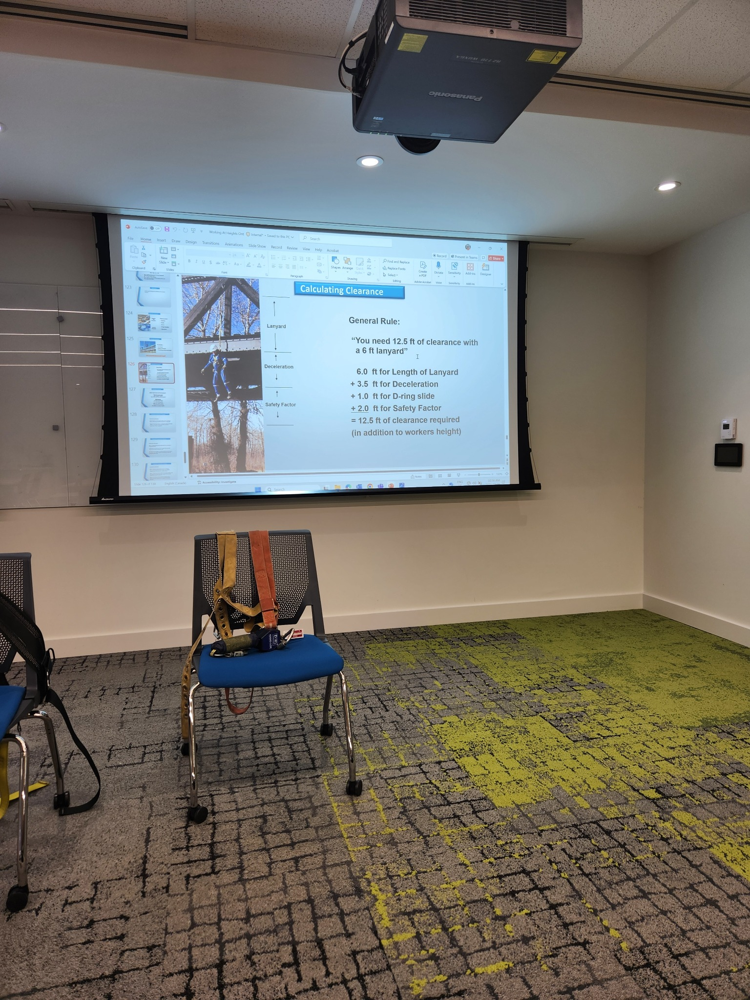 Working at Heights fall-protection safety training attended by a Family Security security systems technician in Ottawa